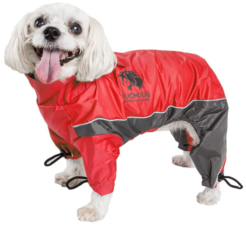 PuTwo TOUCHDOG 'Quantum-Ice' Full Body Bodied Adjustable and 3M Reflective Pet Dog Coat Jacket w/ Blackshark Technology, Large, Red, Charcoal Grey - Image 1